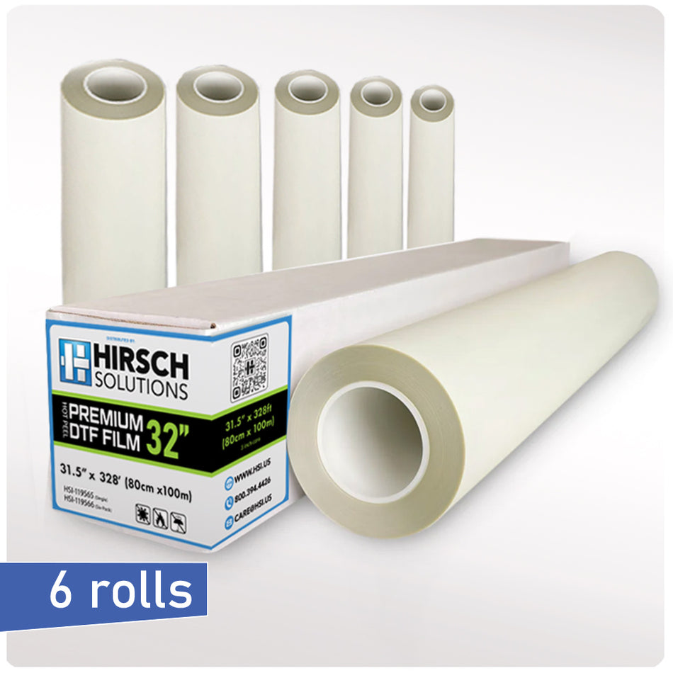 6 Rolls - Hirsch Premium 32" DTF Film for DTF Printers (32" x 328')